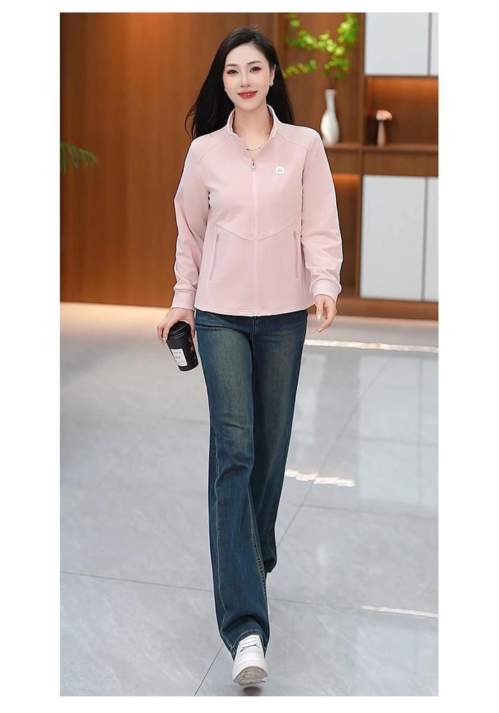 2026 Women's Autumn Lightweight Stand Collar Cardigan - Chic, Fashionable, Loose Fit, Casual Sports Jacket