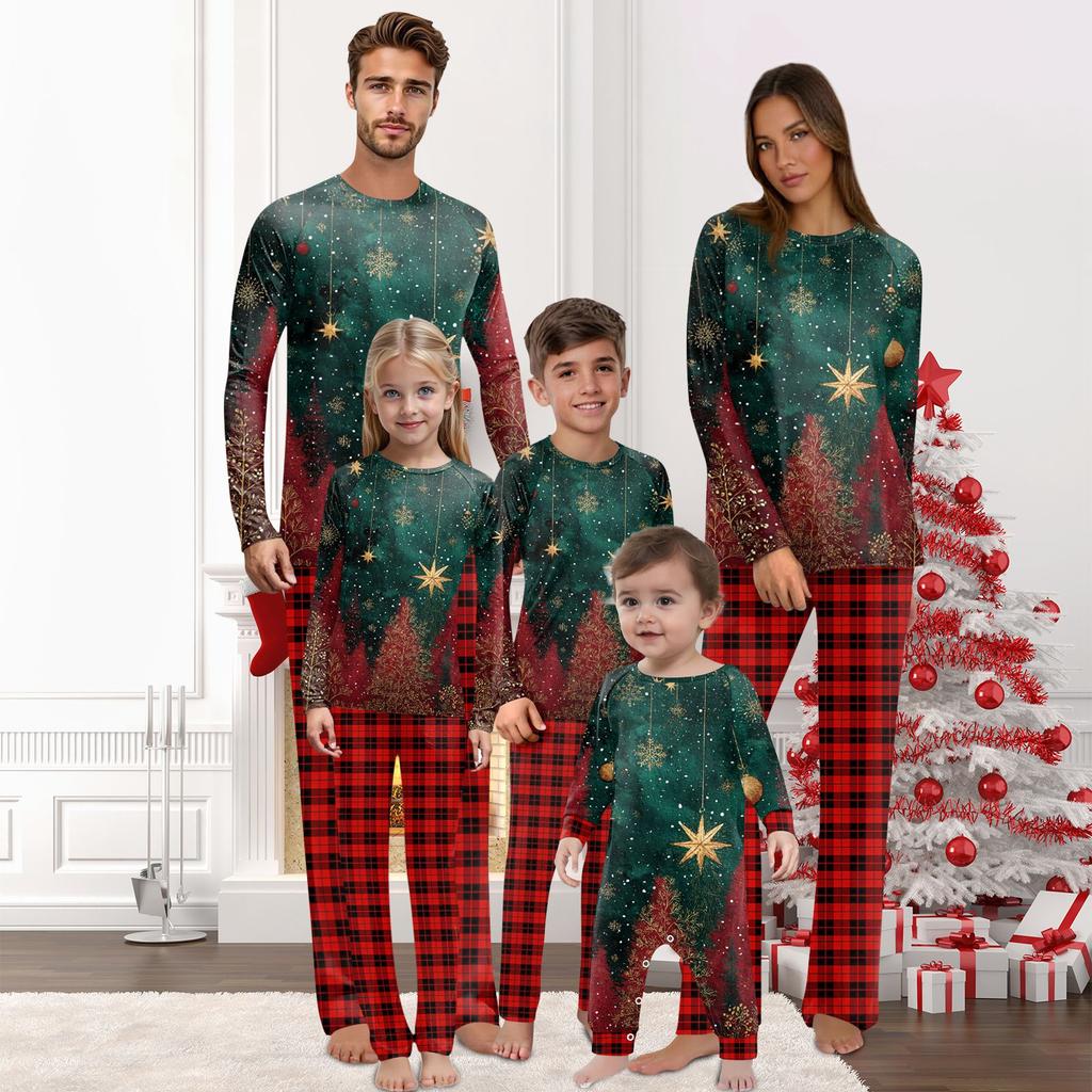 Christmas Prints Family Matching Long Sleeve Tops+Pants Set Family Matching Sets