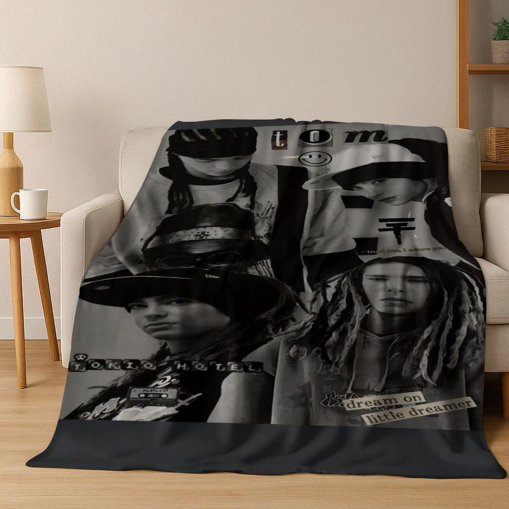 Módní Rocková Hudba Tokio Hotel Bill Tom Kaulitz Umění Flanelová Přikrývka, Útulná Měkká Přehozová Přikrývka pro Domov Ložnici Postel Pohovku Kryt Dárek