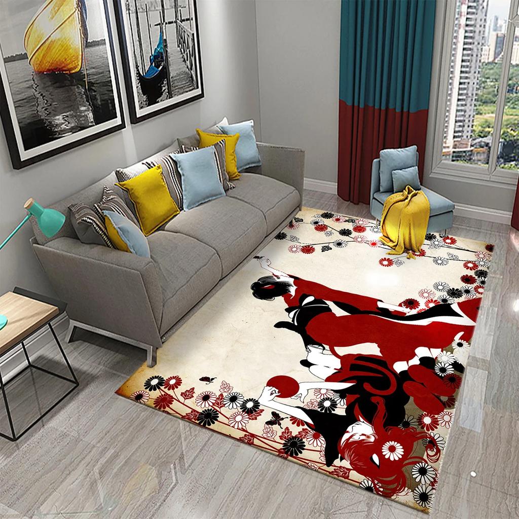 Kids Cartoon Carpet Colorful Graffiti Rug Teens Street Hip Hop Rectangle Area Rugs Bedroom Mats Flat Mat Living Room Door Mat