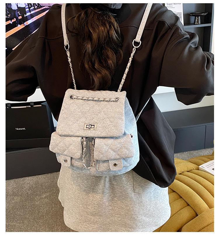 Rhombus backpack large-capacity bag women's summer 2025 new simple high-end backpack fashionable versatile schoolbag