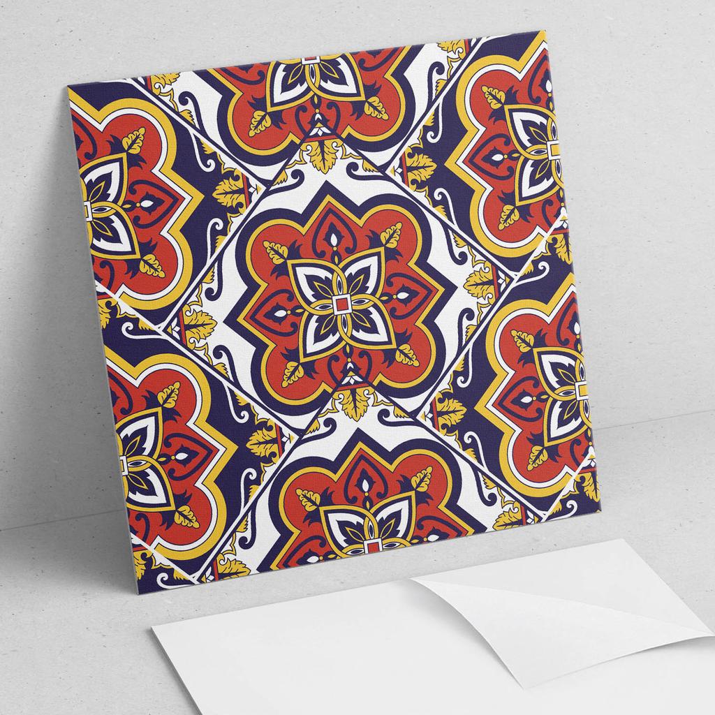 Naklejane Kafelki Dekoracyjne Do Szybkiej Odmiany Ściany Wzór Kwiatowy Z Ornamentami 20X20X20 Cm