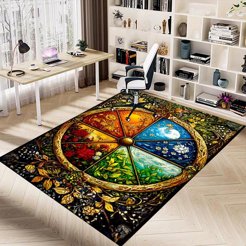 1 Stück Jahresrad Extra Groß Rutschfester Teppich für Boden, Büro, Familie, Schlafzimmer, Studio   Großer Teppich für Innenbereiche, , Lebendige Farben