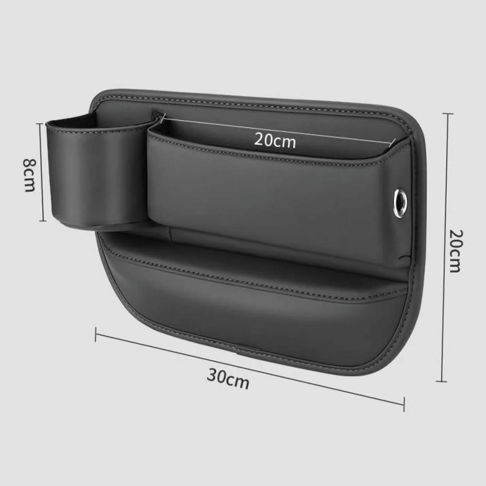 Car Seat Gap Filler Organizer, Auto Front Seat PU Leather Car Storage Box with Cup Holder, Car