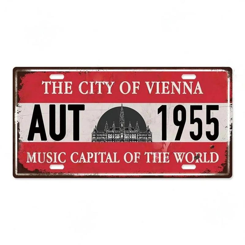 Retro Car 2D Metal Sign, Aluminum Wall Decor 15x30cm