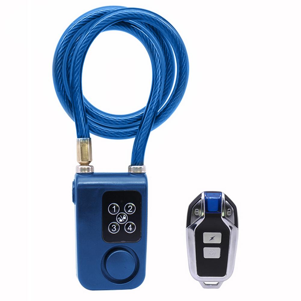 Умный велозамок противоугонный Bluetooth-совместимый Пульт дистанционного управления Велоспорт Велосипед Безопасный Замок с сигнализацией Водонепроницаемый Замок синий