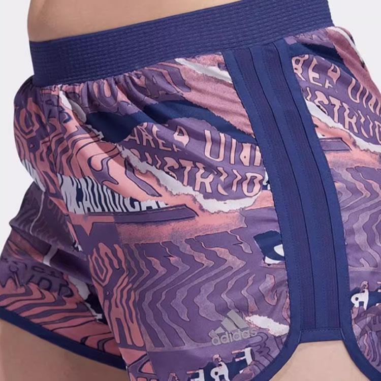 Adidas Abstract Pattern Printed Elastic Waist Running Shorts Women Shorts Purple FL7253