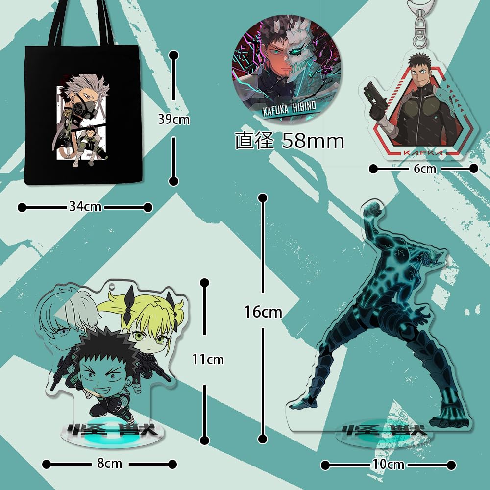 DIROLVON Kaiju No. 8 Hibino Kafka Waren Ashirou Mina Wundertüten-Set Anstecknadel Acrylständer LOMO-Karte Geburtstagsgeschenk (ZU)