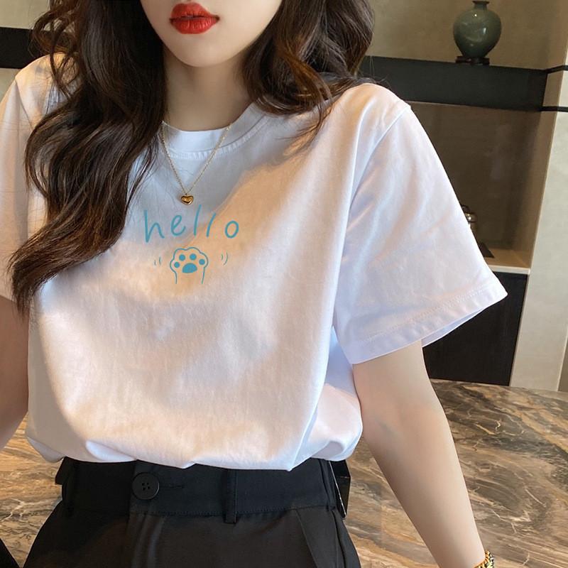 Casual White Cotton T Shirt With 3d Print For Spring Summer Daily Wear