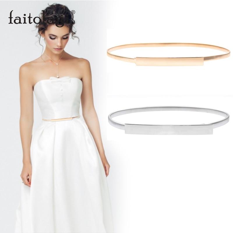 Buy Gold Silver Belts For Women Dresses Elastic Stretch Female Waist