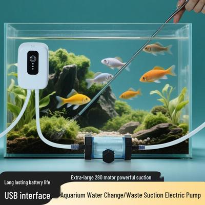 Pulitore sifone elettrico per acquario: Strumento Ricaricabile di Aspirazione Rifiuti Tartarughe e Pesci