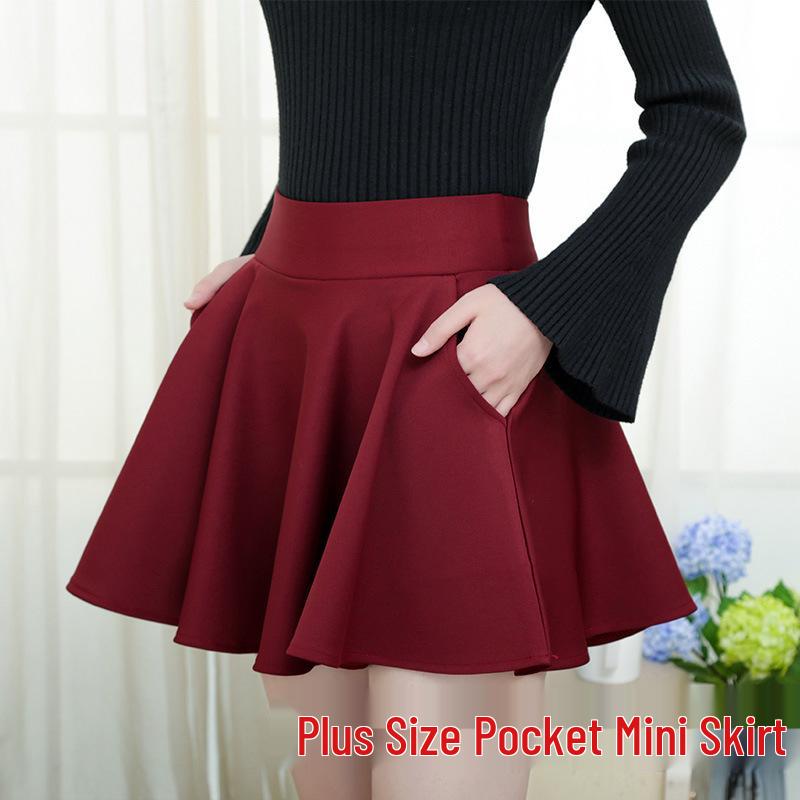 2022 Spring/Summer Women's High-Waisted A-Line Skirt, Anti-Exposure, Plus Size, with Pockets