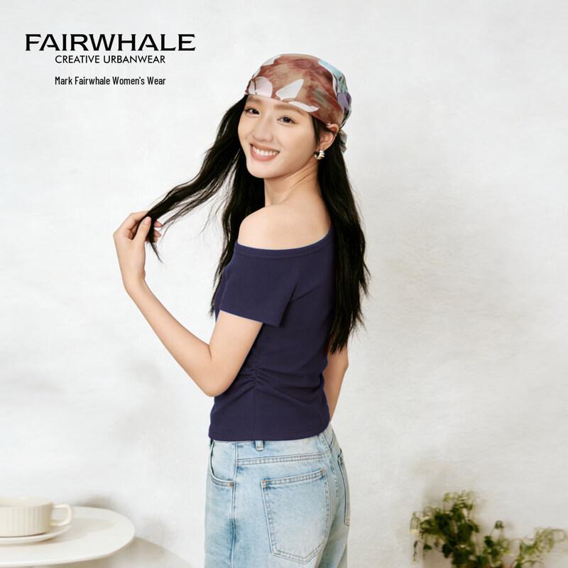 Mark Fairwhale Women s Off-Shoulder Slim-Fit Cooling Cotton T-Shirt L