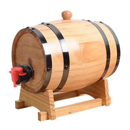 1/1.5/3L Oak Wine Barrel with Stand Tap Vintage Whiskey Aging Barrel Dispenser Wooden Barrel Home Bar Decor