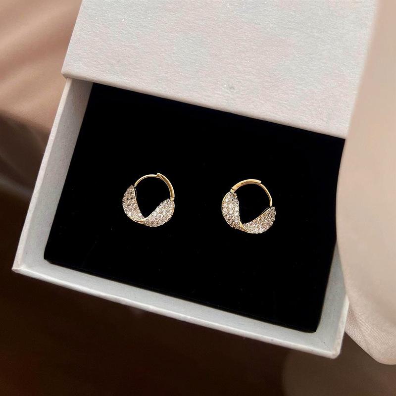 Double Arc Twisted Ear Buckle Light Luxury Niche Design Earrings Exquisite, Simple, High-end Feeling Earrings for Women