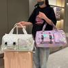 Damen Reisetasche aus Nylon mit großem Fassungsvermögen - Pink irisierend Weekender Gym Tote mit Schuhfach, vielseitiges Sport- und Fitness-Handgepäck