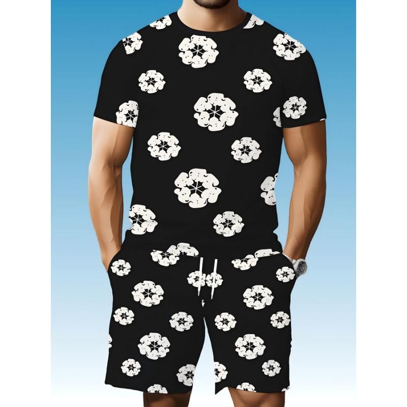 Мужской модный комплект из двух предметов с 3D цифровой печатью, персонализированный, с коротким рукавом S
