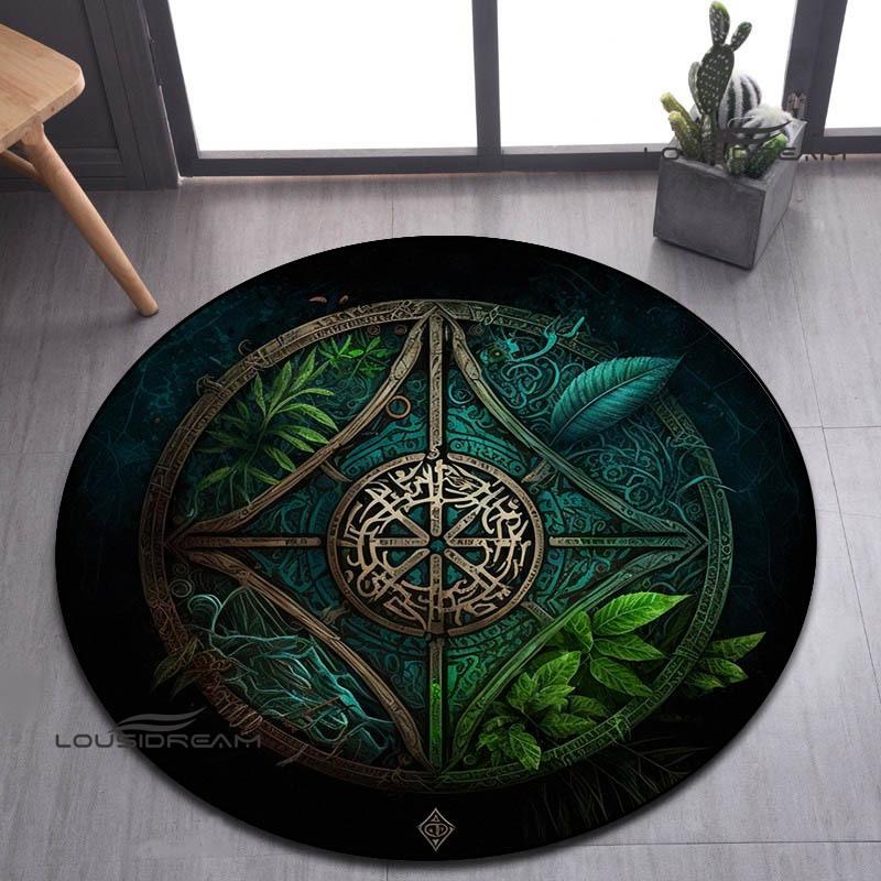 Tree of Life Retro Printed Round Carpet Living Room Bedroom Beautiful Carpet Non -slip Door Pad Floor Mats Birthday Gift