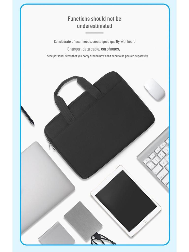 13"–16" Light Grey PU Sheepskin Laptop Bag: Delicate Touch, Splash-Proof, Shockproof.