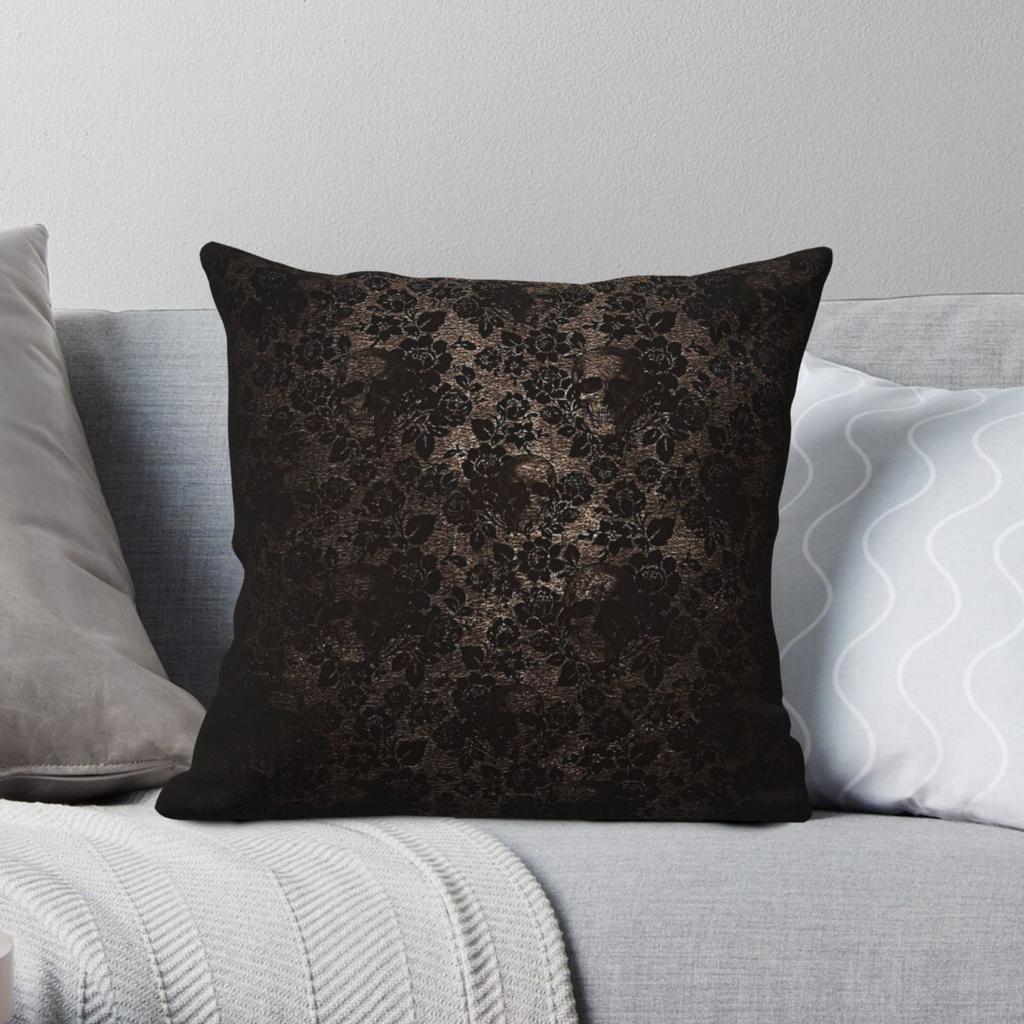 Skull Floral Pillowcase Polyester Linen Velvet Pattern Zip Decorative Pillow Case Home Cushion Cover