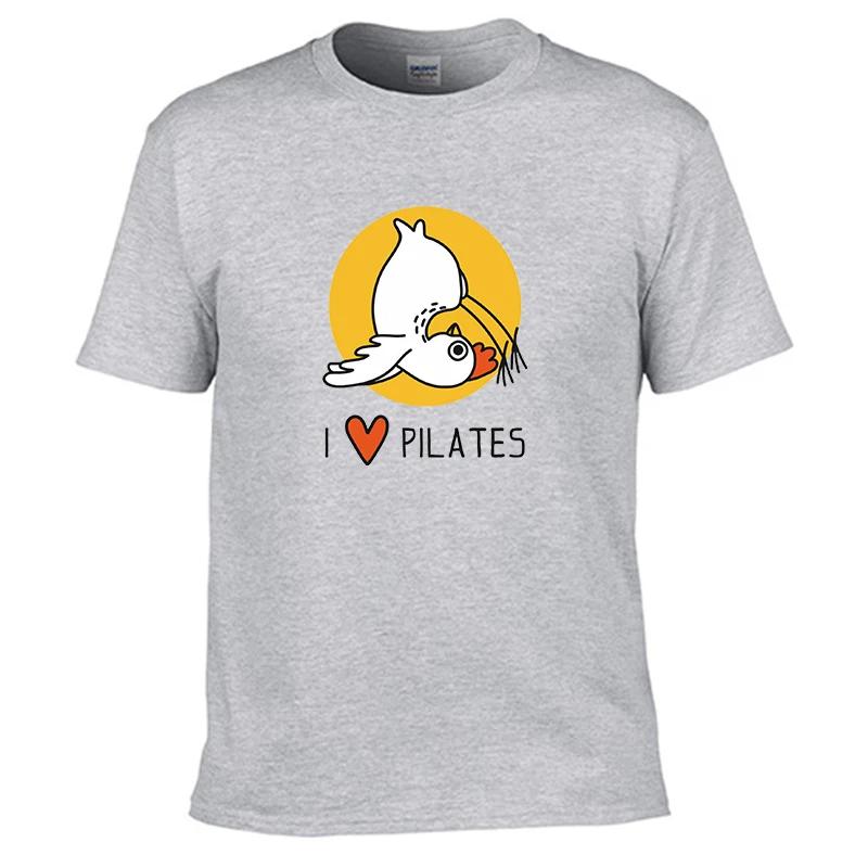 I LOVE PILATES Falling Chicken Printed T-shirt Men Women T-shirts Summer Cotton Tops Cotton Loose Street Hip Hop T-Shirts