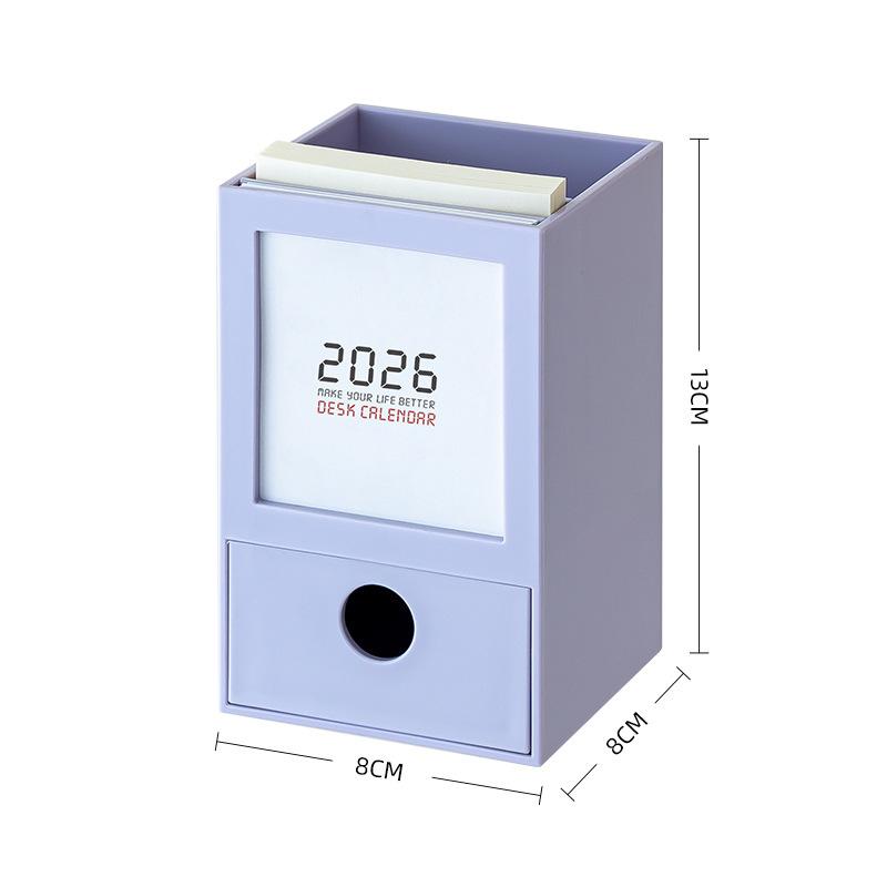 

2026 Desk Calendar, Pen Holder Storage Box 2026 Year of The Horse Desktop Calendar Ornament