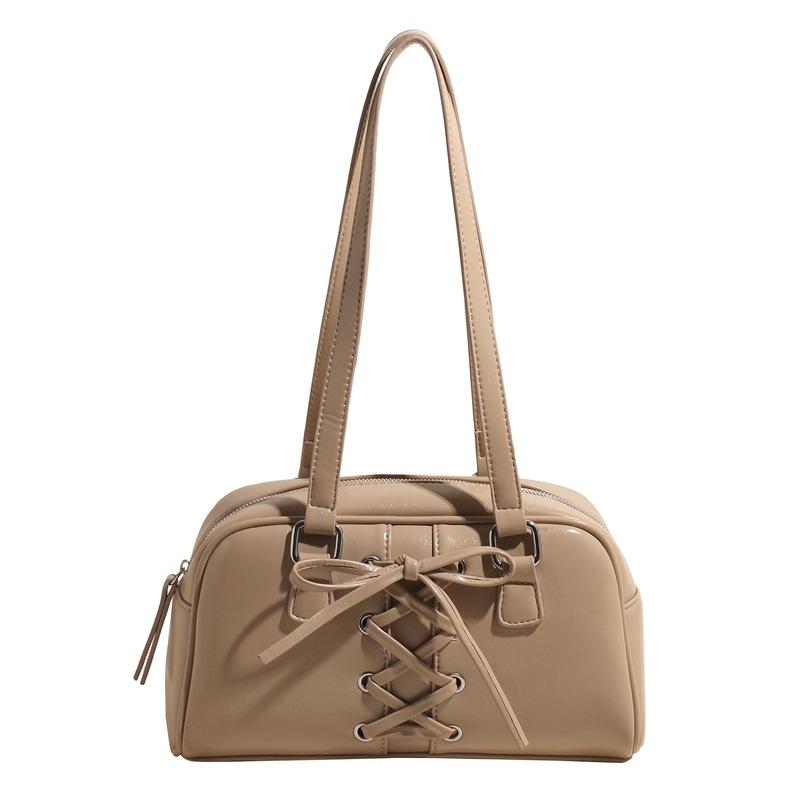 Bow underarm bag women's new fashionable solid color handbag trendy versatile casual shoulder bag