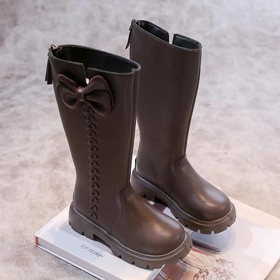 Children's Autumn Boots Solid Color Simple Girls Princess Boots Versatile Non-slip Kids Causal Fashion Mid-calf Boots Sweet Chic