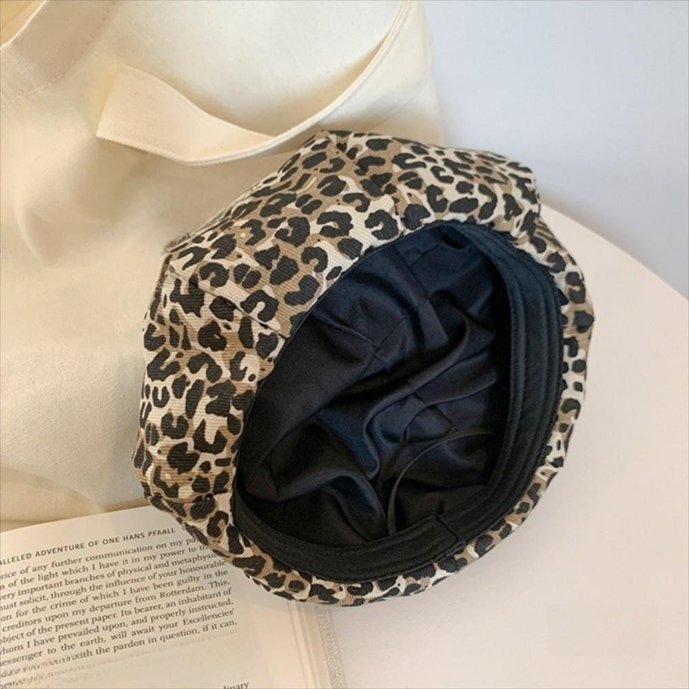 Classic Octagonal Cap Y2K Painter Hat Casual Leopard Print Beret  Women