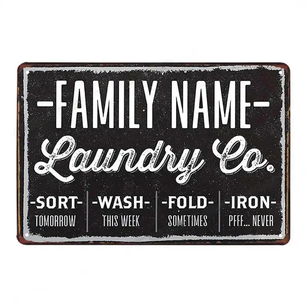 Vintage Fun Laundry Room Metal Tin Sign Plaque Black Cat Posters Decorative Plates For Home Laundry Room Bathroom Wall Decor