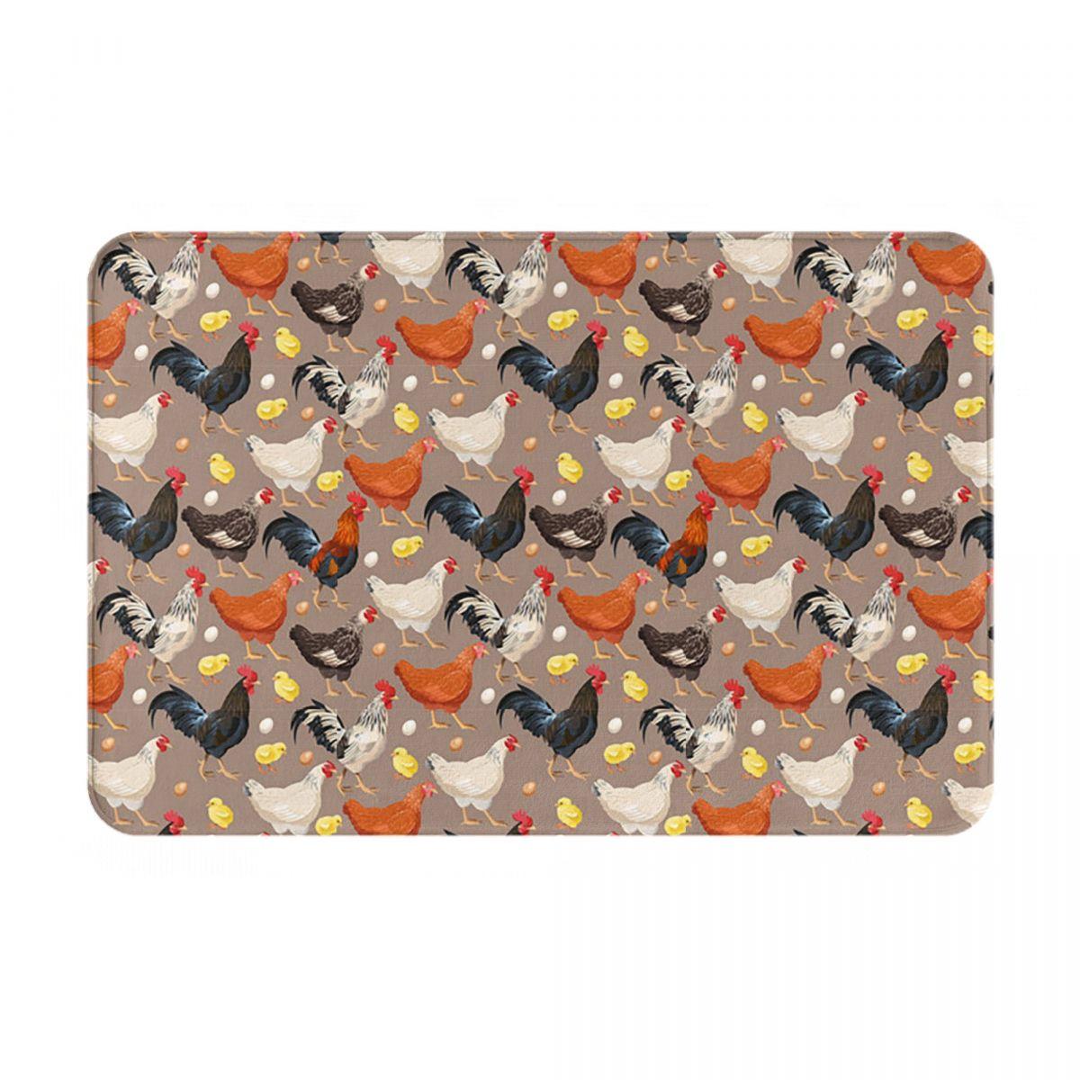 Kippenpatroon Antislip Deurmat Vloermat Slijtvaste Tapijt Vloerkleed voor Keuken Entree Huis Badkamer Woonkamer Voetmatten 60x40 cm