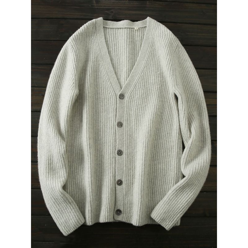 Italian Single! 55% Wool + 20% Yak Velvet Export Men's Clothing Balance Cargo with Logo Cut off Knitting Cardigan Sweater Outwear