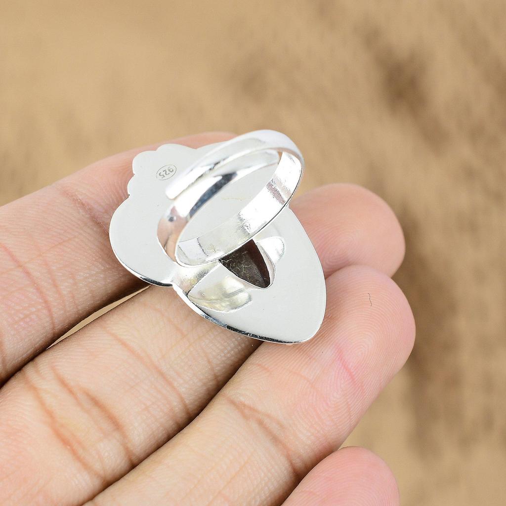 Sacral Chakra Natural Sunstone Daughter Flower Wedding Ring 925 Sterling Silver