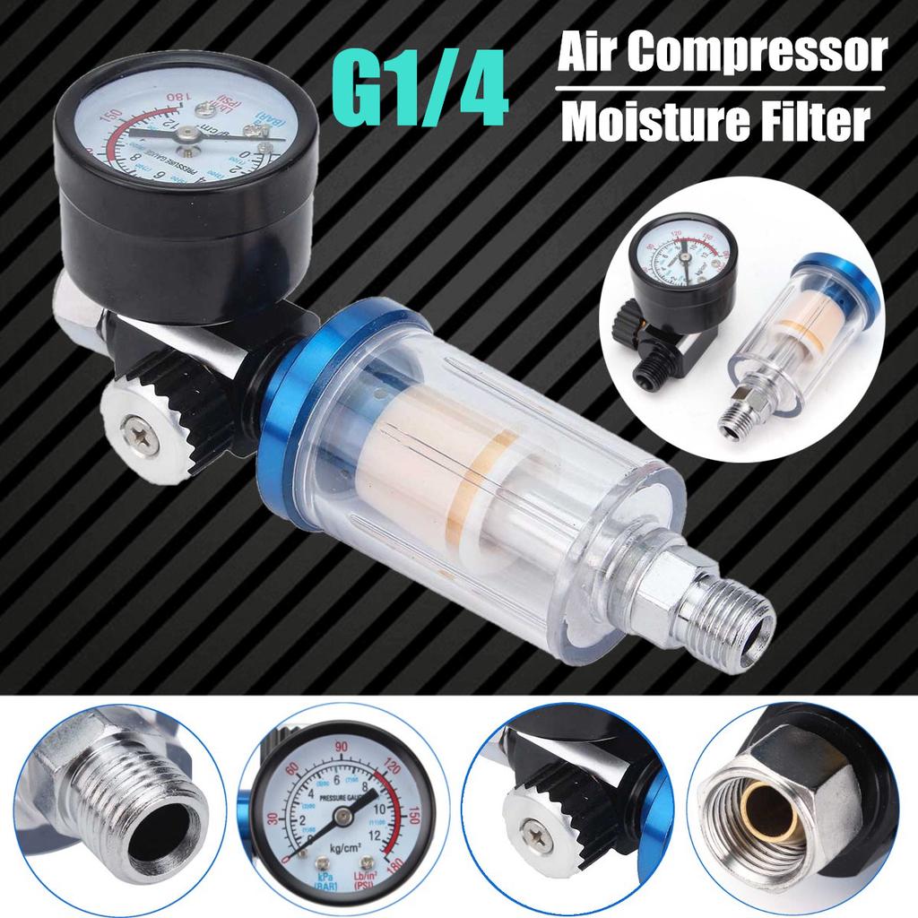 G1/4 Pneumatic Gun Air Regulator Pressure Gauge with In Line Water Trap Filter S G1/4 Pneumatic Gun Air Regulator Pressure Gauge with In Line Water Trap Filter S