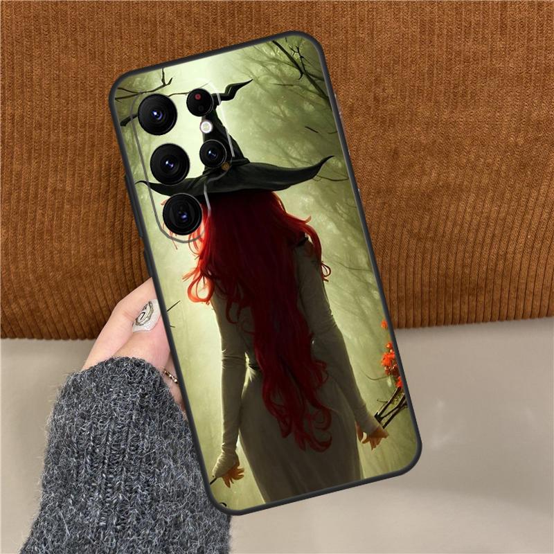 Halloween Witch Girl Art Phone Case For Samsung Galaxy S25 Ultra S9 S10 S20 S21 S22 Plus S24 FE S23 Ultra Back Cover