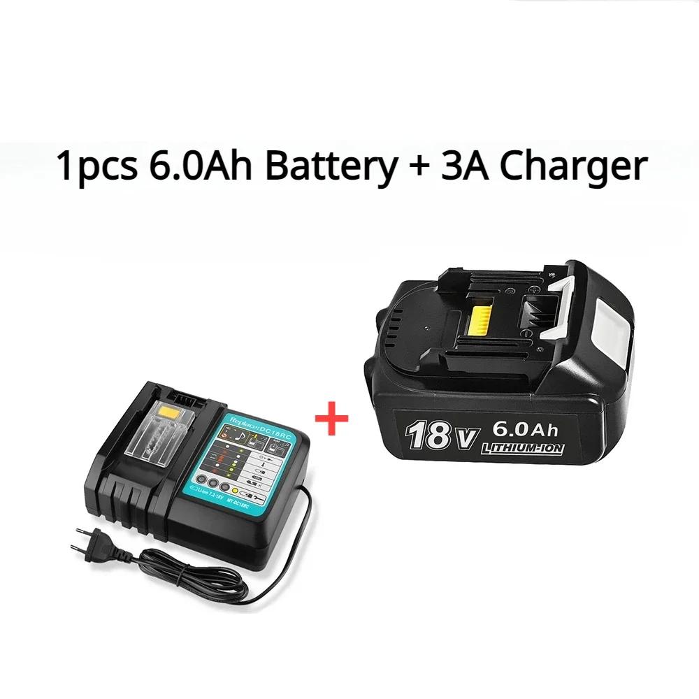 

для аккумулятора Makita 18 В 6000 мАч аккумуляторная батарея для электроинструментов со светодиодом литий-ионная замена LXT BL1860B BL1860 BL1850 3A зарядное устройство