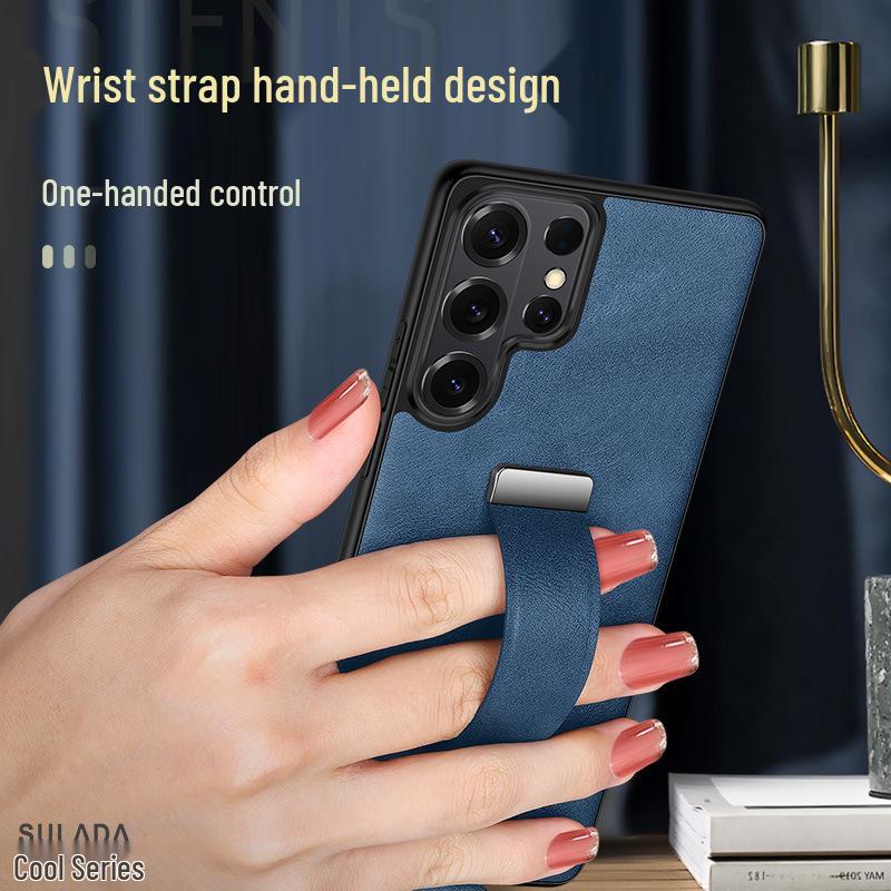 Samsung S26 Ultra Phone Case: Luxurious Leather Texture with Wrist Strap, Stand, and Drop-Proof Protection.