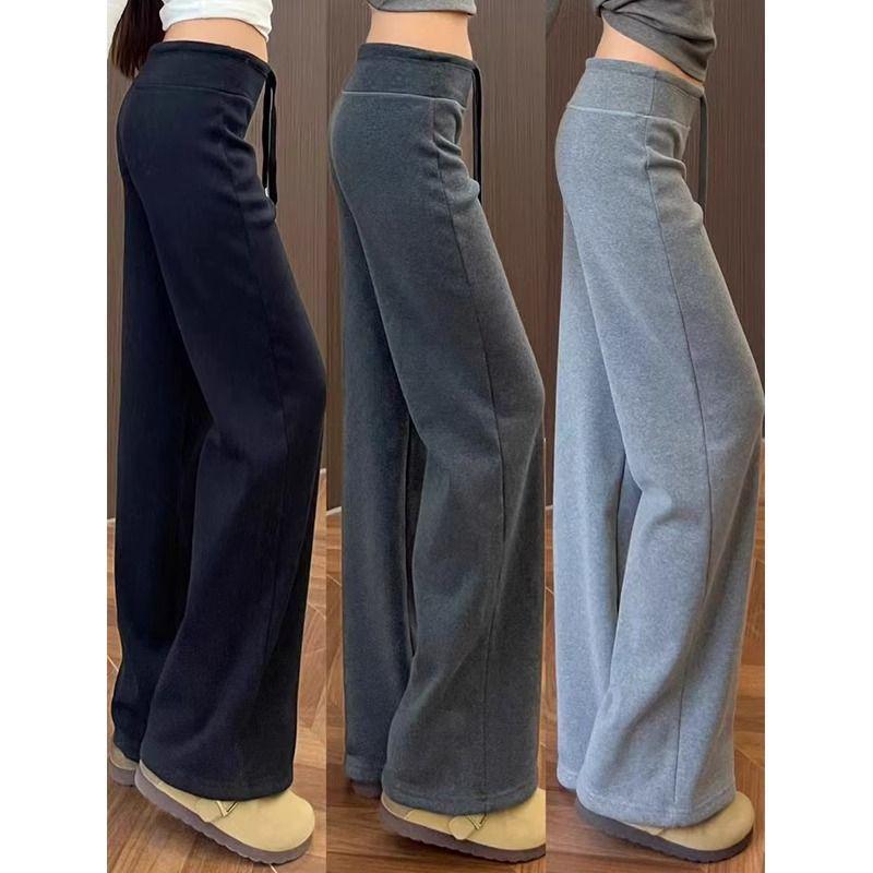 

Women s High-Waist Wide-Leg Grey Sweatpants - American Style, Slimming Drape, Spring/Autumn 2026. S (75-90 lbs)