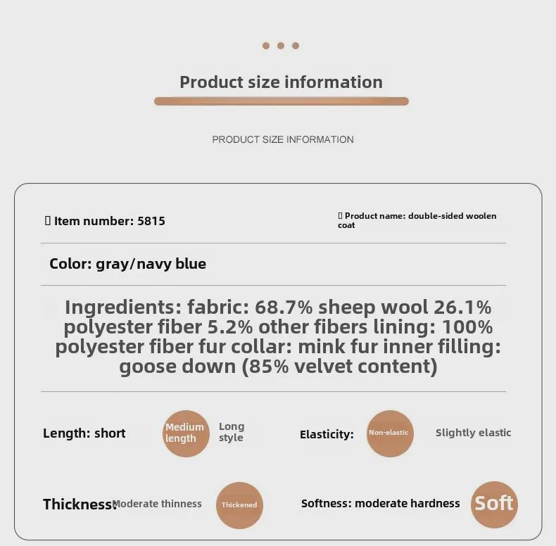 Men's Mink Fur Tunic Suit: Stand Collar, Detachable Goose Down Lining, Double-Sided Wool, Mid-Length Winter Coat