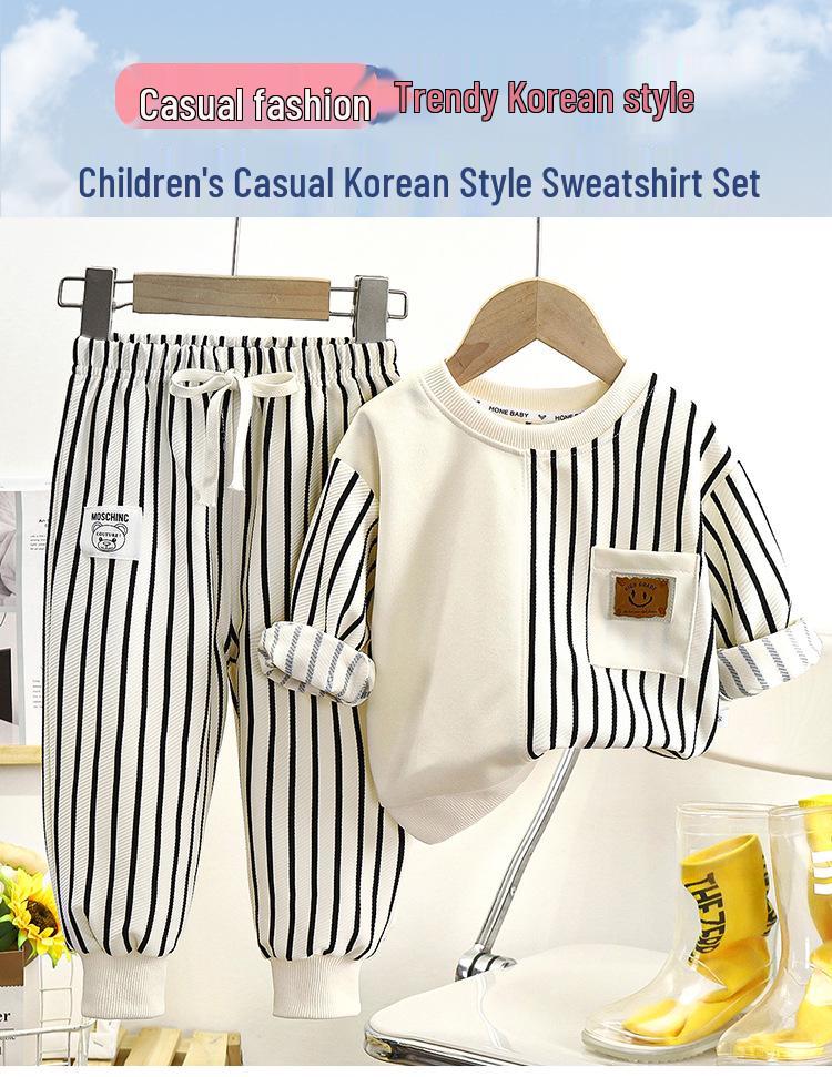 2024 Trendy Korean Style Round Neck Long Sleeve Sweatshirt for Boys and Girls - Children's Fashionable Spring/Autumn Wear