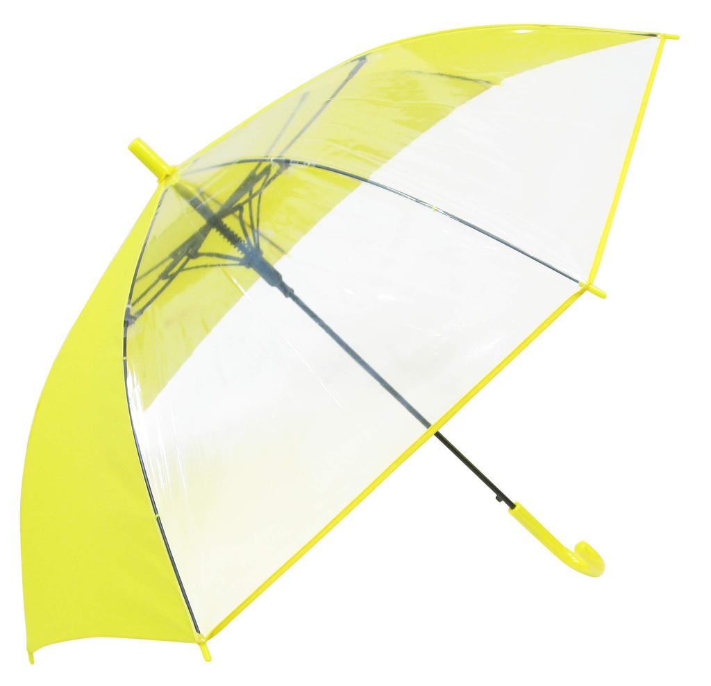 glass vinyl clear 55cm automatic opening umbrella Windproof, frame, window, visibility, safe, (yellow)