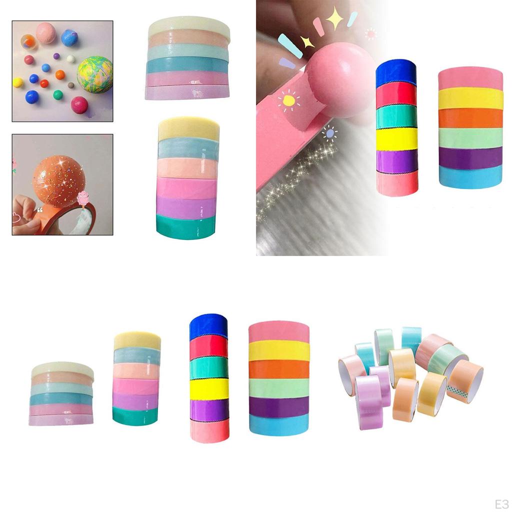 12 Pieces Colorful Sticky Ball Tapes, DIY Colored Tape Handmade Sensory Toy Clear