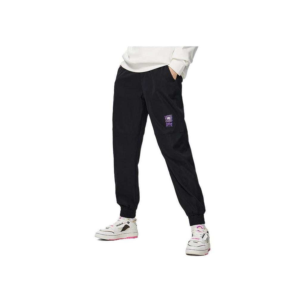 Li Ning Anti-Five Series Solid Color Logo Print Cuffed Sports Pants Women bottoms Black AKXS414-1