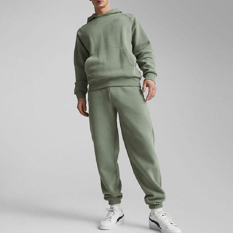 Puma Solid Color Casual Hoodie With Large Pockets Long Sleeve Sweatshirt Unisex sweatshirt Green 625301-44