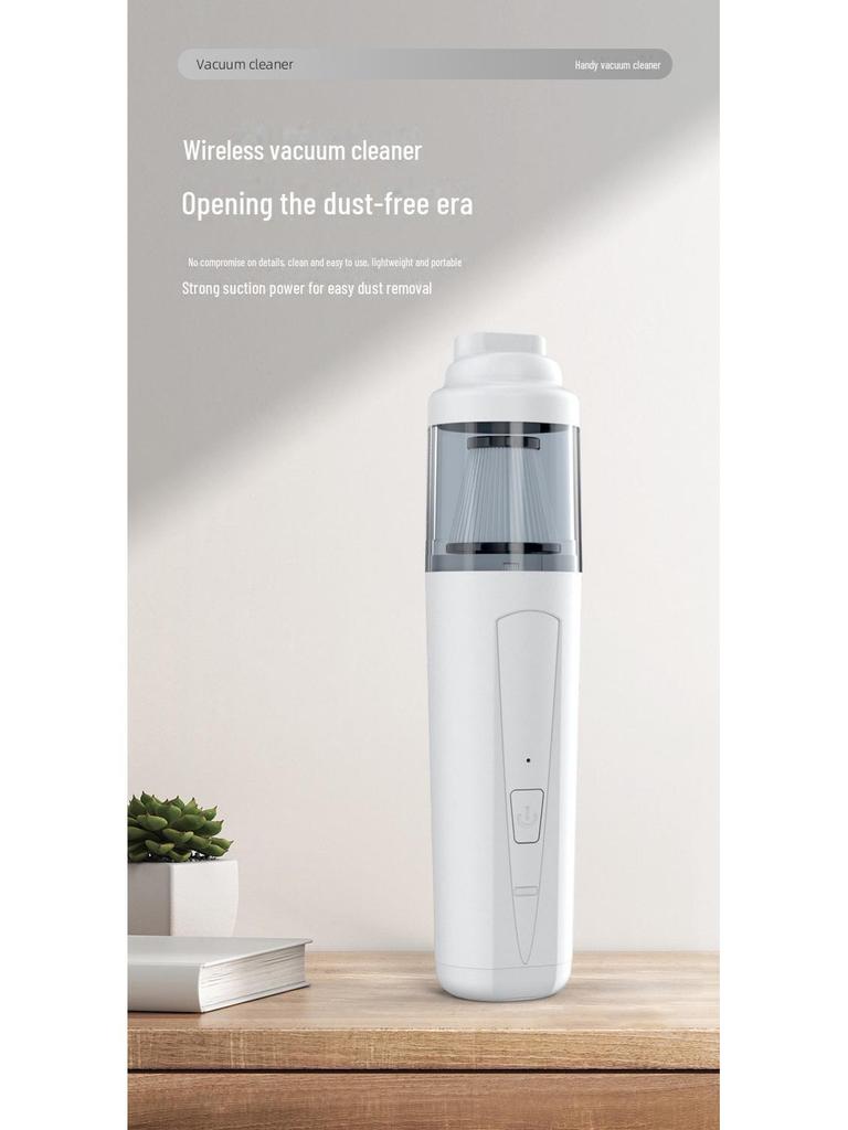 High-Power Car-Mounted Vacuum Cleaner & Desktop Hair Dryer with Extended Battery Life, Handheld for Efficient Dust Removal.