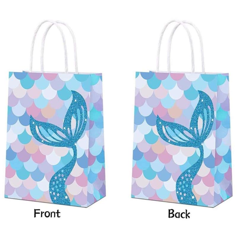 Pack of 10 Beauty Fish Theme Paper Bags with Scale Pattern Candy Storage Bags Suitable for Gifts and Party Favors