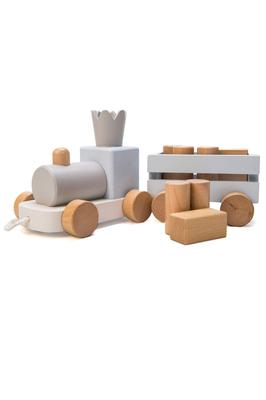 Blocos de construção TAOTAO e brinquedo divertido Crown Train para bebês - Coloque, puxe, (Azul)