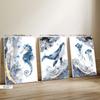 Set da 3 pezzi Balena Pesce Oceano Pittura a Olio su Tela con Cornice in Legno Disegno Decorazione Murale Decorazioni per Casa Stanza