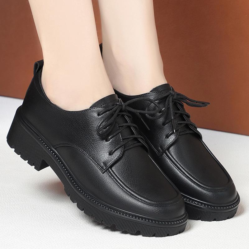 Damen Schwarze Schnürschuhe Formell Leder für Vorstellungsgespräche - Weiche Sohle, Herbst/Frühling