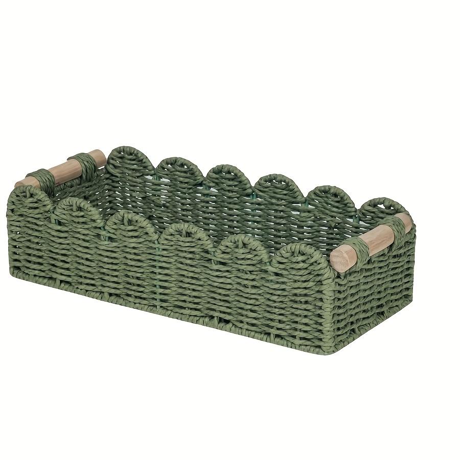 

1pc Scalloped Edge Decor Basket | Multipurpose Small Paper Rope Basket for Home, Living Room, Toilet Paper Storage